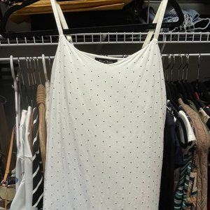 White House Black Market White Cami with Gold Beads